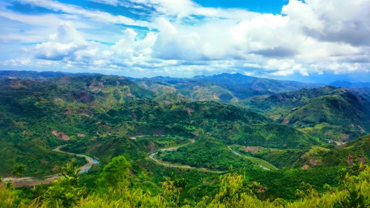 Panoramic mountain landscape and winding roads in Northern Luzon