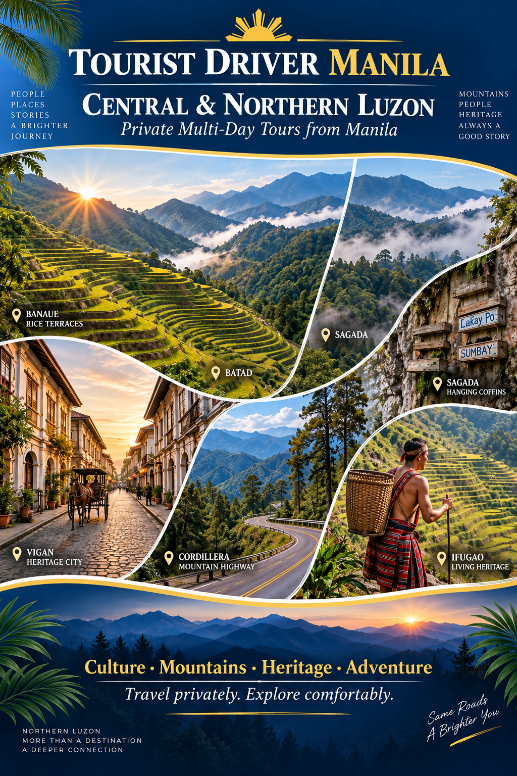 Tourist Driver Manila flyer featuring Central and Northern Luzon private multi-day tours